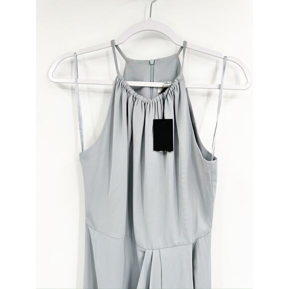 Shona Joy Core High Neck Ruched Midi Dress Powder Blue Size 2 NWT - Picture 3 of 5